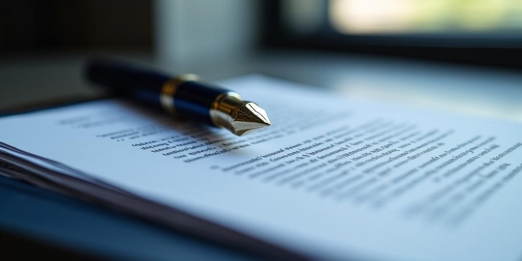 Legal documents with an artistic fountain pen